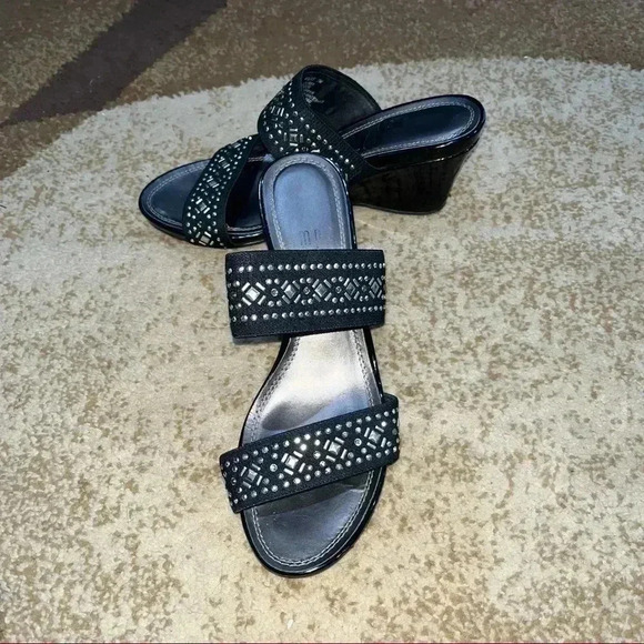 Lms gold and black wedge backless sandal - Picture 2 of 6